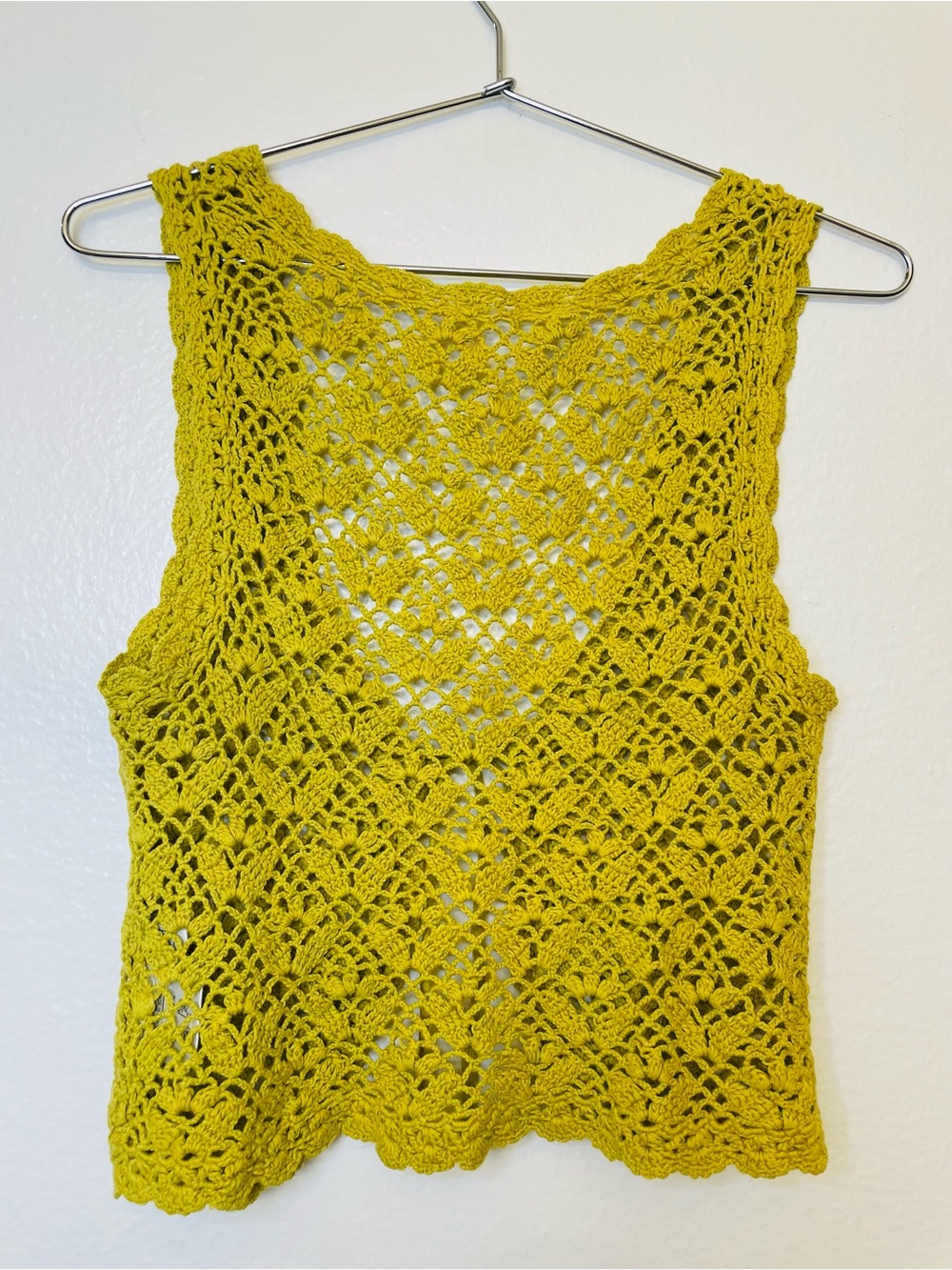 Vintage Michel Klein Paris Y2K Crochet Tie-Front Top - Yellow Size S-M - Picture 5 of 10
